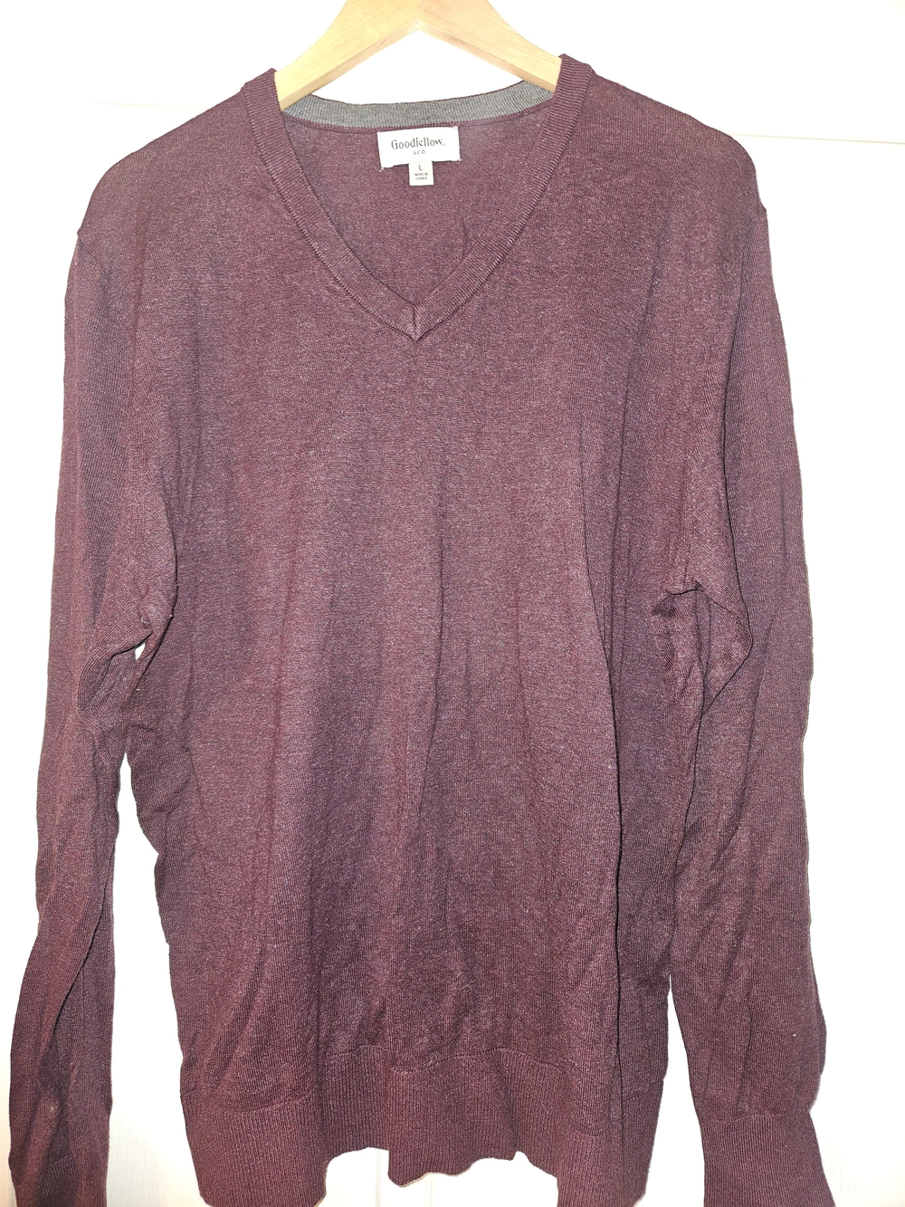Goodfellow & Co Men's V-Neck Sweater - Maroon Heather